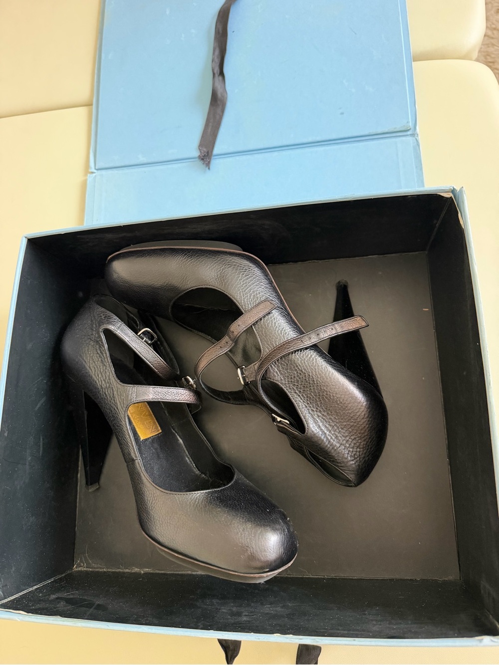 Lanvin Black Double-Strap Mary Jane Pumps